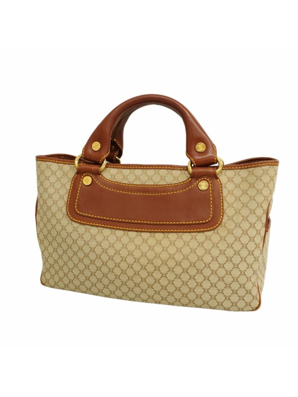 Celine Handbag Triomphe Canvas Beige Gold